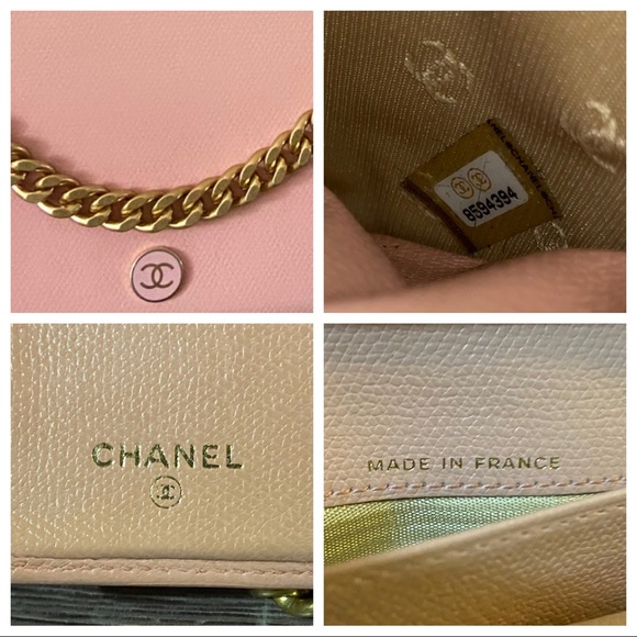 💕⚜️ Chanel Blush Pink Wallet on a Vintage Gold Chain WOC Style Crossbody - Picture 9 of 14